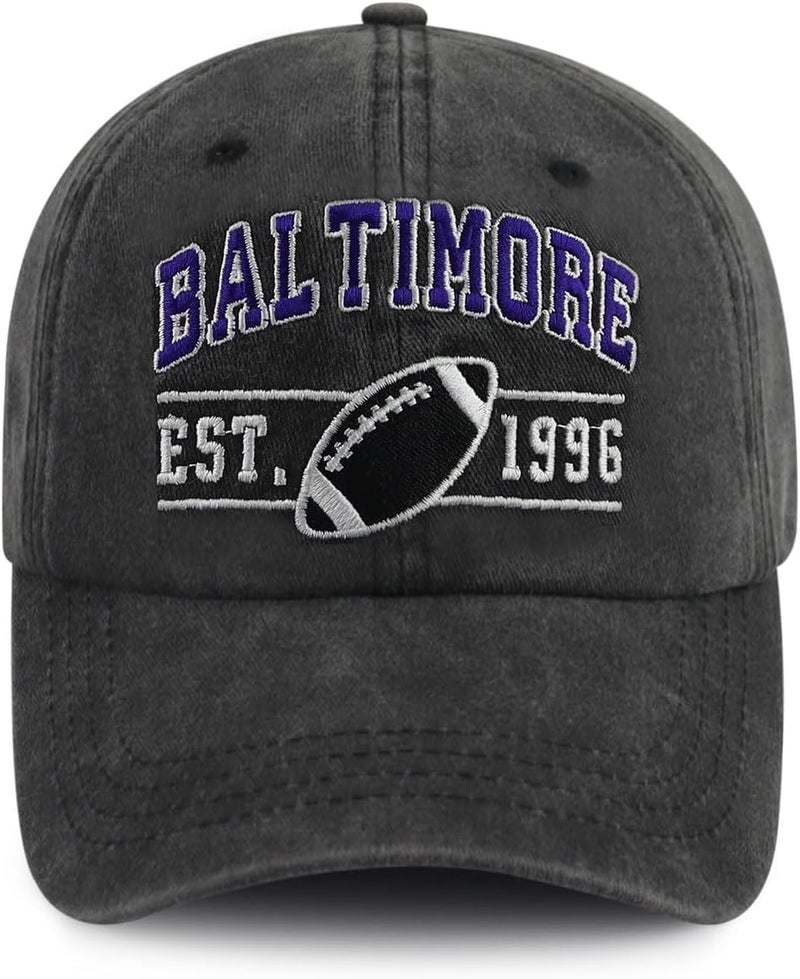 Terojnkl Embroidered City Football Hat for Men Women, Adjustable Unisex Cotton Fans Baseball Cap - Image 1